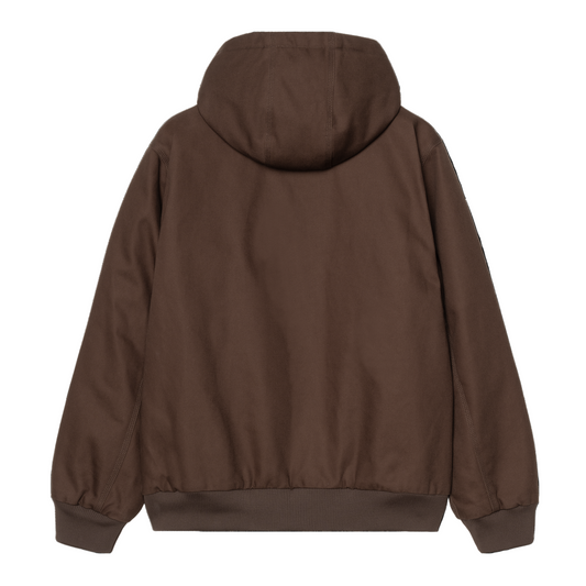 Casaco com carapuço para homem Carhartt WIP Active em Tobacco Rigid. Foto da parte de trás.