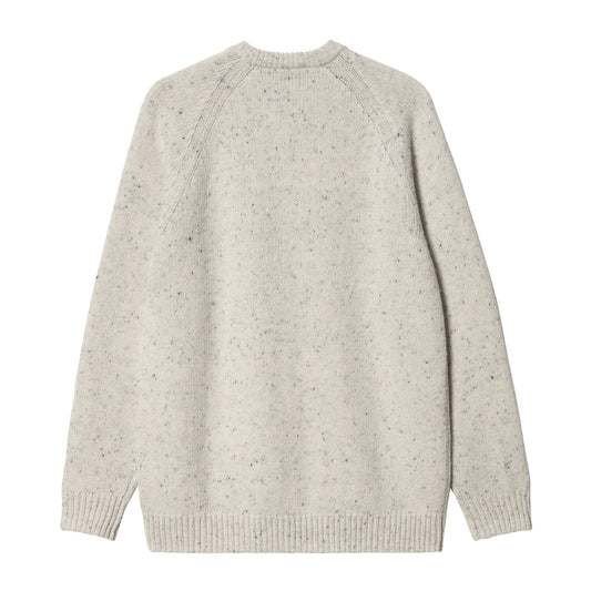 Carhartt WIP Anglistic Sweater Speckled Salt. Foto da parte de trás.