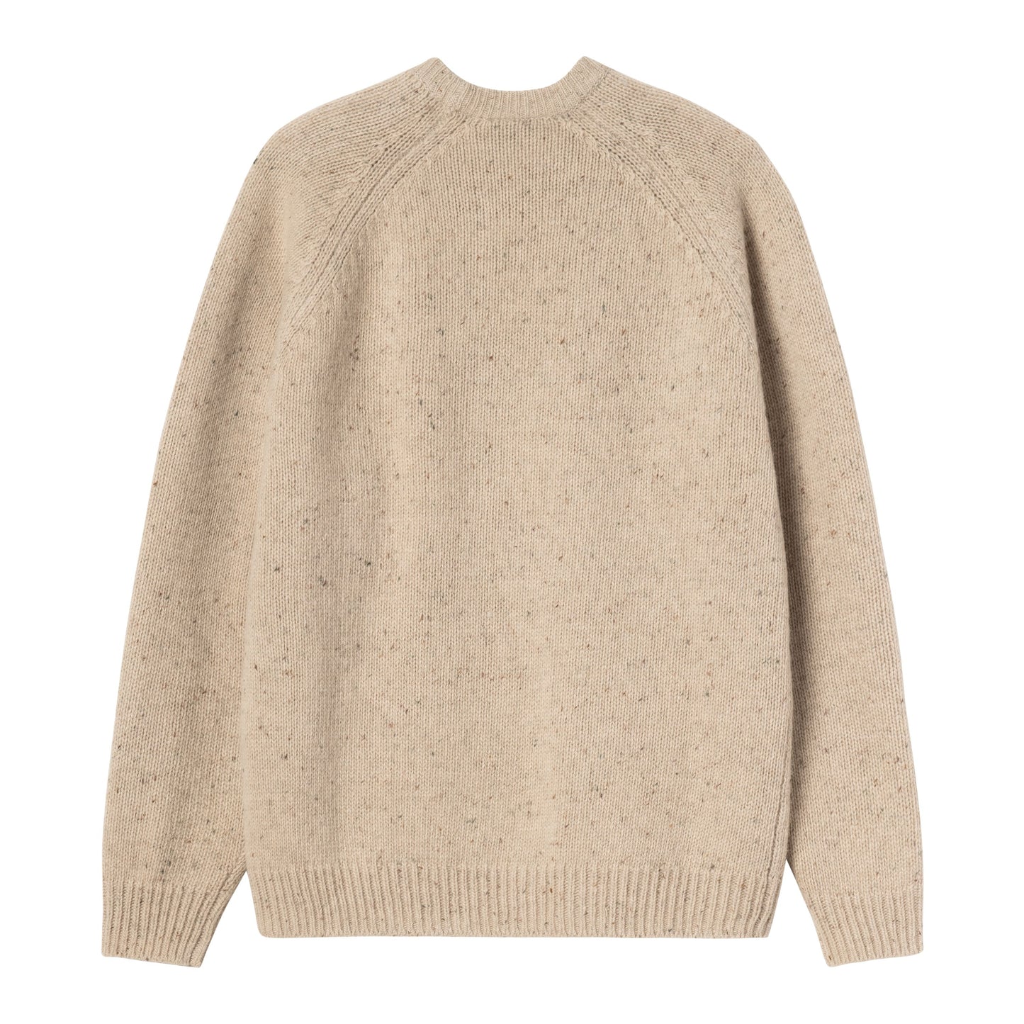 Camisola de malha para homem Carhartt WIP Anglistic em Speckled Fleur de Sel. Foto da parte de trás.