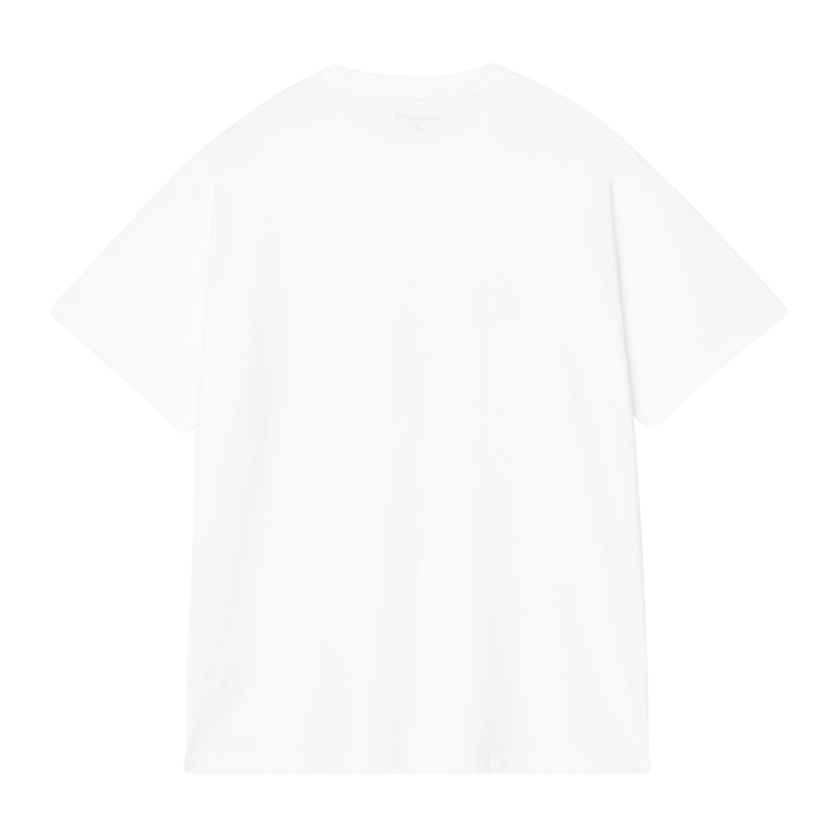 T-shirt de manga curta Carhartt WIP S/S Blinkerfluid em Branco — flat lay de costas, t-shirt branca lisa sem gráfico, manga curta, loose fit, fundo branco.