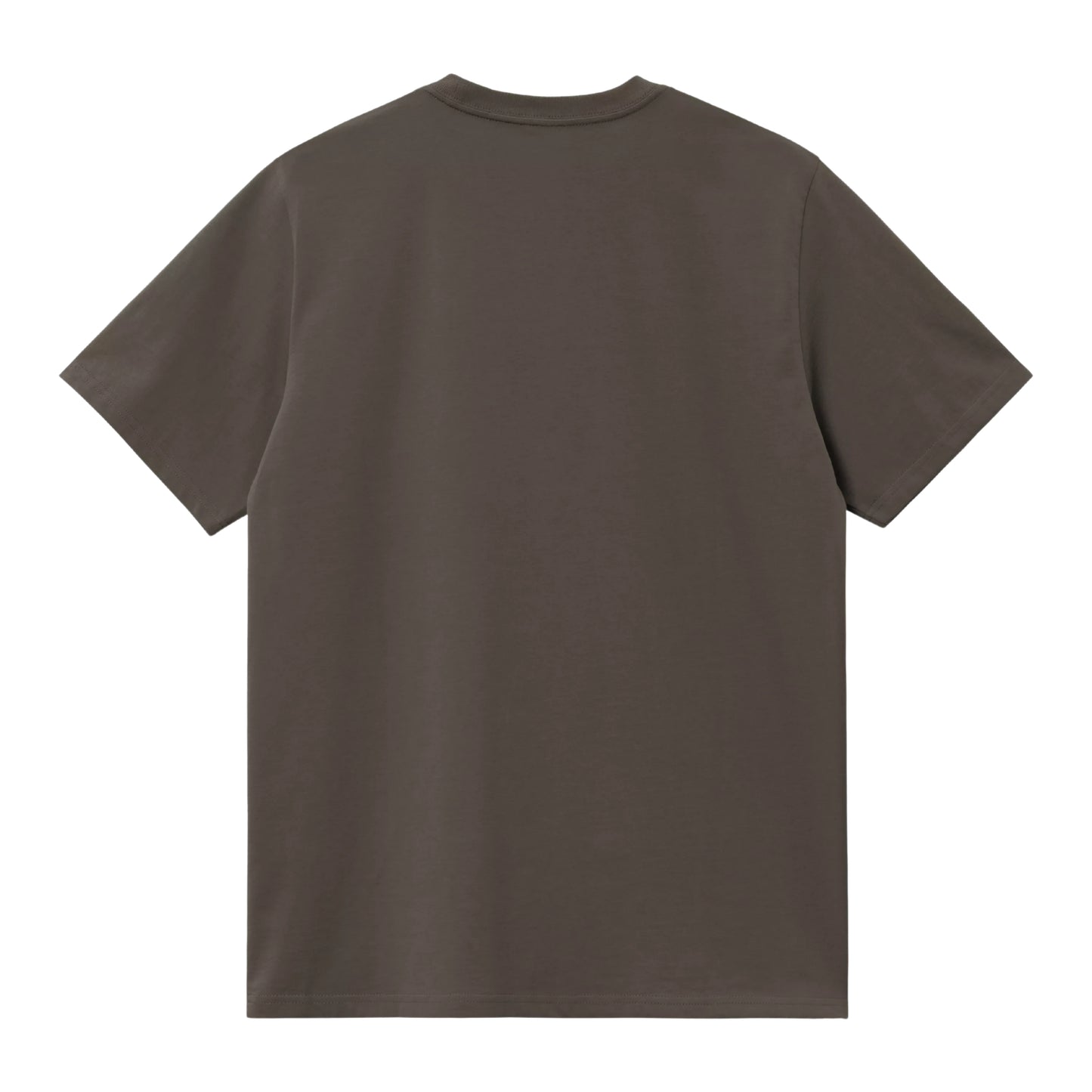 T-shirt manga curta Carhartt WIP S/S Chase em Shungite / Gold — produto sem modelo, vista traseira, costas limpas e etiqueta Carhartt WIP no interior do colarinho visível.