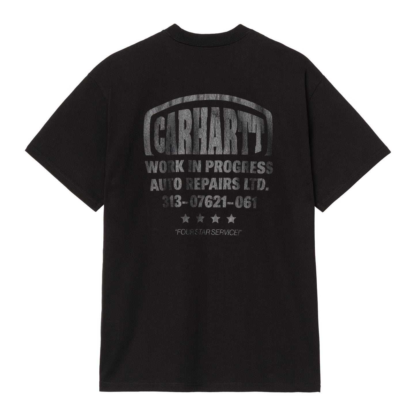 T-Shirt de manga curta para homem Carhartt WIP Four Star em Preto. Foto da parte de trás.