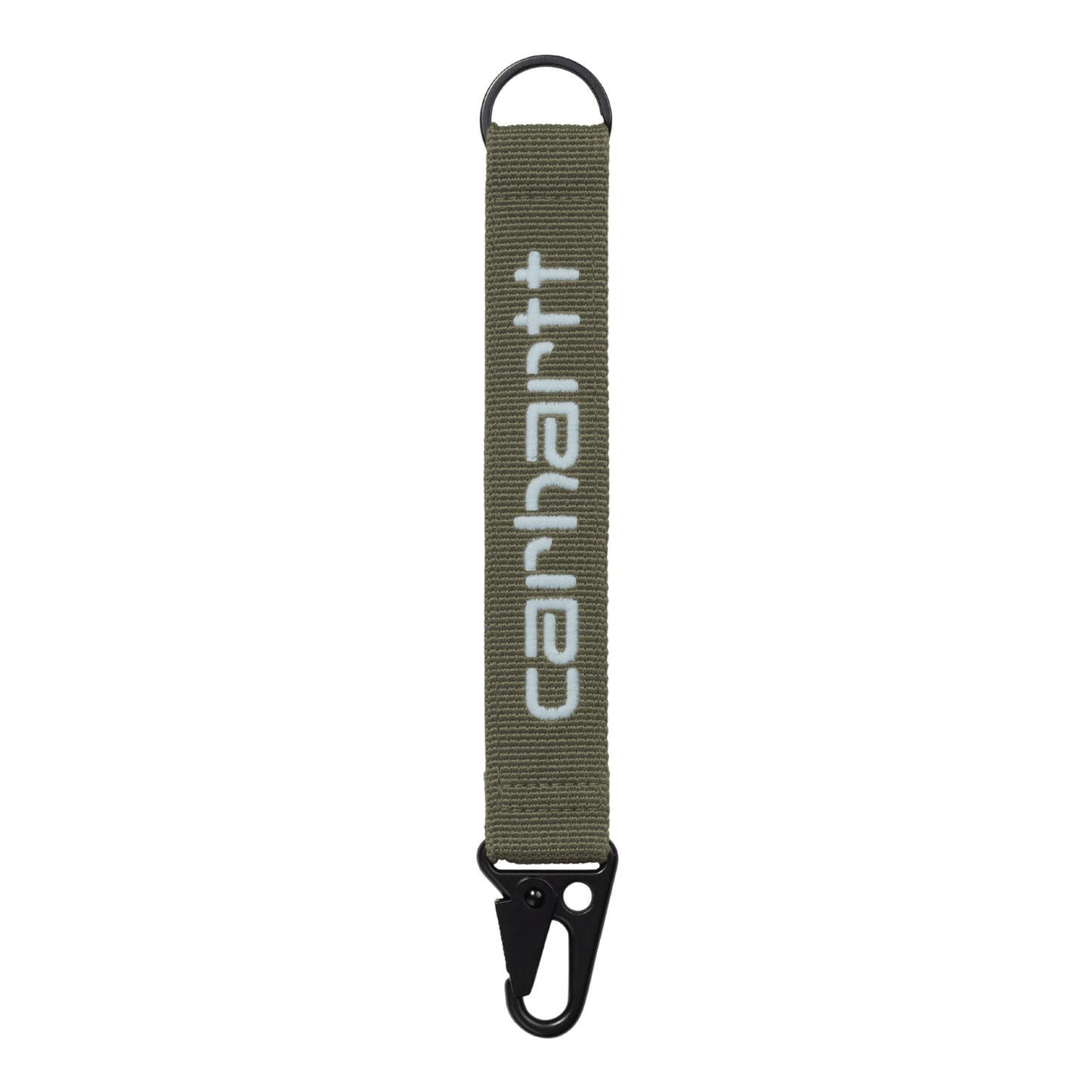 Porta-chaves unissexo Carhartt WIP Jaden em Leaf / Tourmaline. Foto da parte da frente.