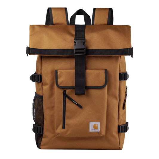 Mochila unissexo Carhartt WIP Philis em Hamilton Brown. Foto da parte da frente .