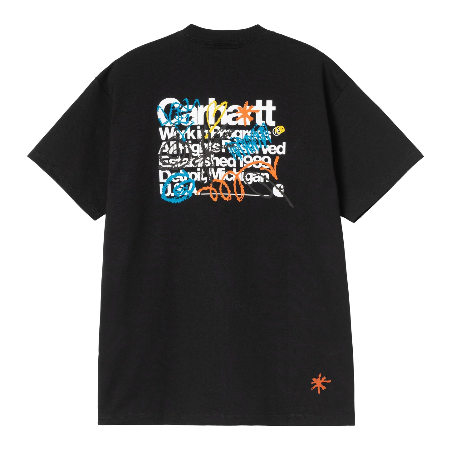 T-Shirt de manga curta para homem Carhartt WIP Primary em Preto. Foto da parte de trás.