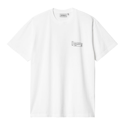 Carhartt WIP Stamp Short Sleeve T-Shirt White/Black. Foto da parte de trás.