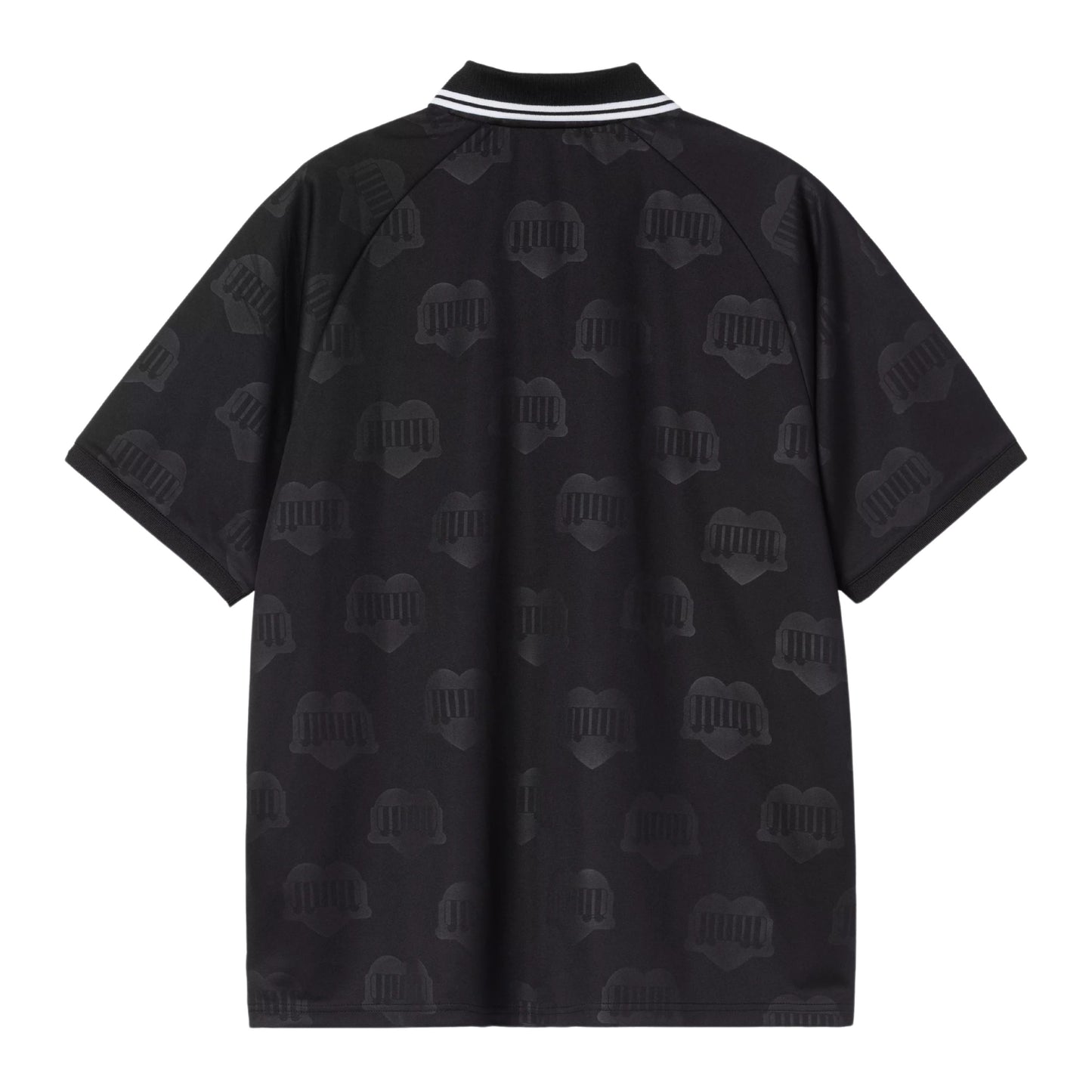 T-Shirt de futebol com manga curta para homem Carhartt WIP Terrace em Heart Train Jacquard, Preto. Foto da parte de trás.