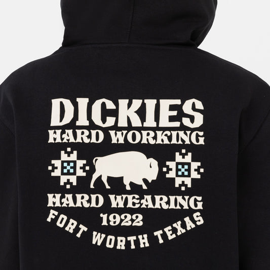 Dickies Hays Hoodie Black. Foto da parte de trás em detalhe.