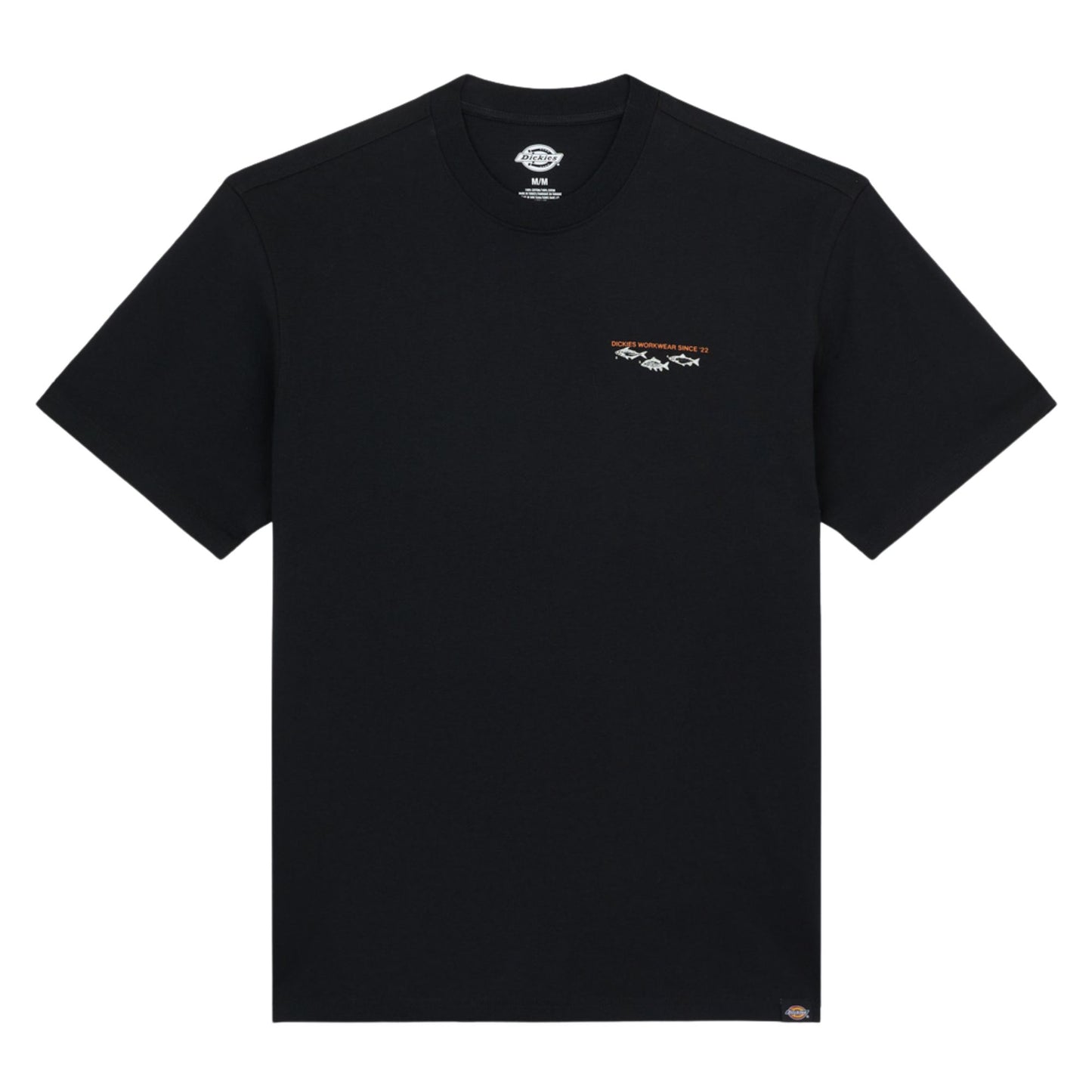 T-Shirt de manga curta para homem Dickies Laryville em Preto. Foto da parte da frente.