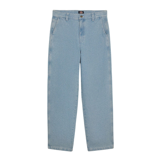 Dickies Madison Baggy Fit Denim Rinsed Vintage Aged Blue. Foto da parte da frente.