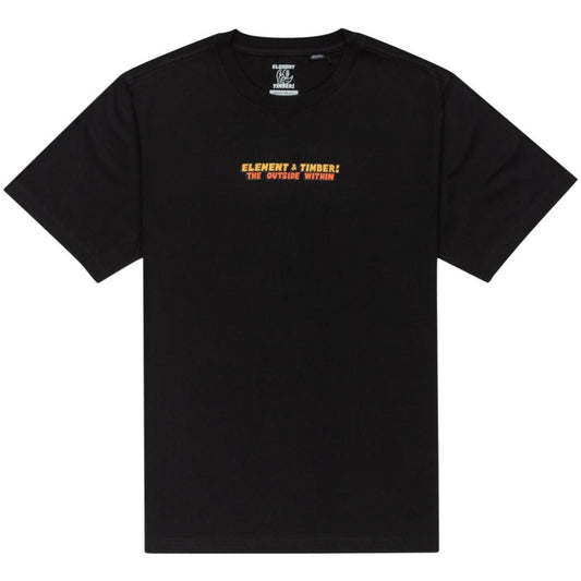 Element & Timber Happy Camper T-Shirt Short Sleeve Flint Black. Foto da parte da frente.