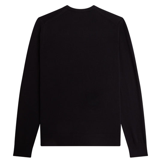 Fred Perry Classic Crew Neck Jumper Black. Foto da parte de trás.
