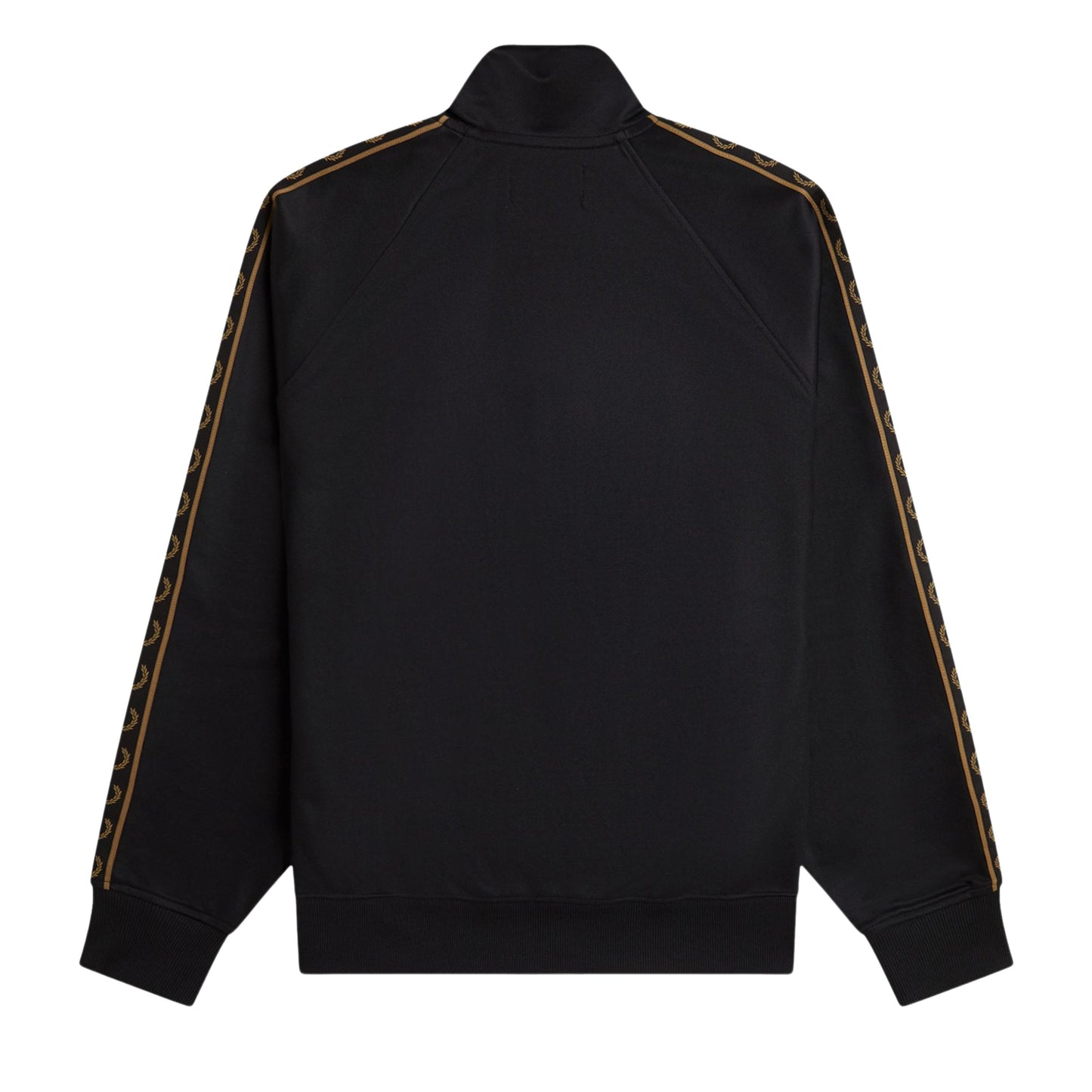 Casaco de fato de treino para homem Fred Perry Contrast Tape em Preto/Shaded Stone. Foto da parte de trás.