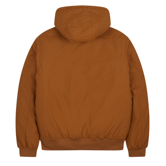 Fred Perry Padded Hooded Brentham Jacket Dark Caramel. Foto da parte de trás.