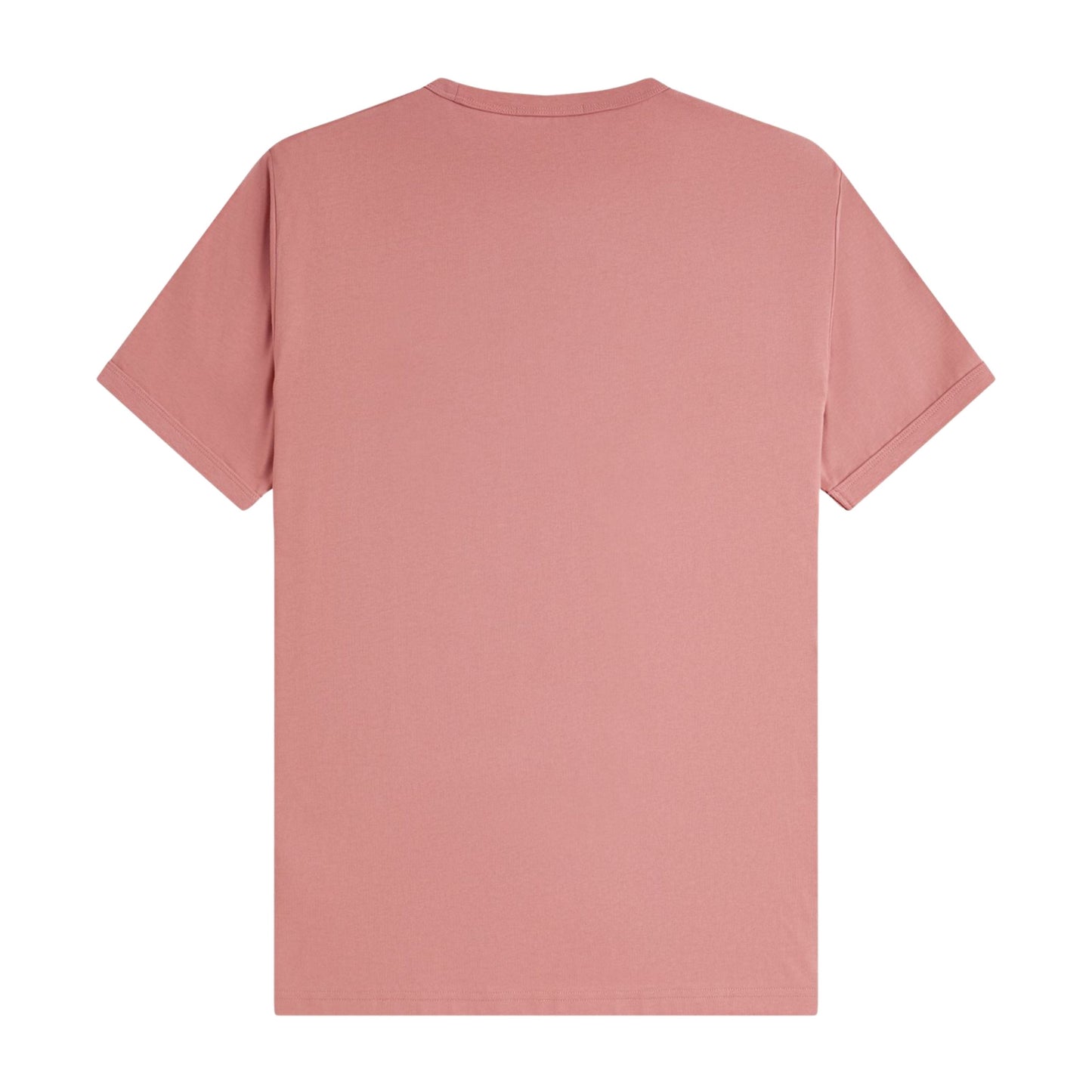 T-Shirt de manga curta para homem Fred Perry Ringer em Putty Pink. Foto da parte de trás, vestida.