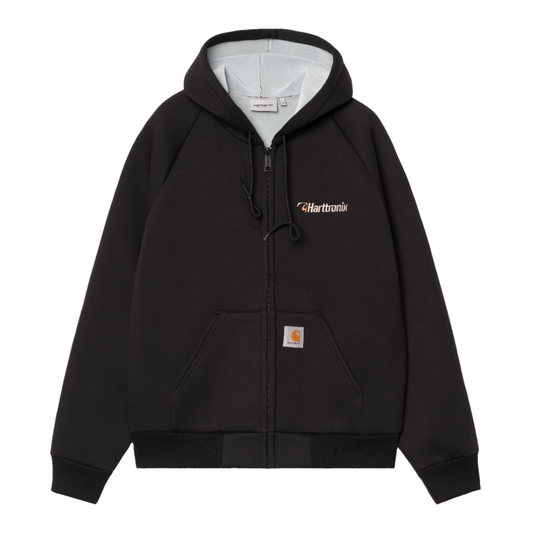 Carhartt WIP Harttronix Car-Lux Hooded Jacket Black/Grey Heather. Foto da parte da frente.