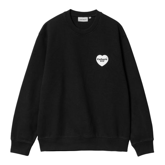 Carhartt WIP Heart Bandana Sweat Black/White Stone Washed. Foto da parte da frente.