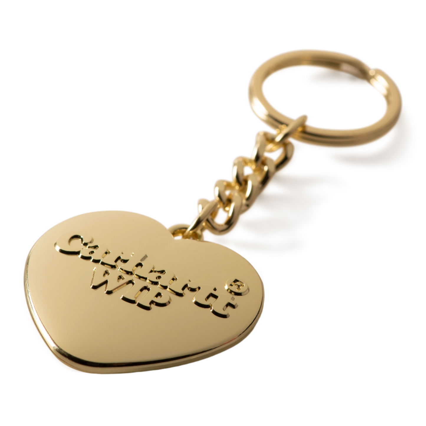Porta-chaves Carhartt WIP Heart em Dourado. Foto da parte da frente.