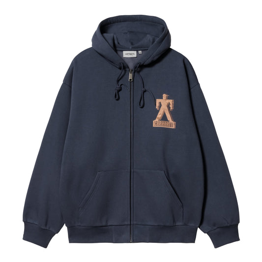 Carhartt WIP Hooded Built Sweat Jacket Blue. Foto da parte da frente.
