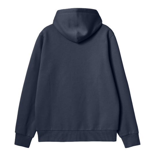 Carhartt WIP Hooded Script Embroidery Sweat Air Force Blue/White. Foto da parte de trás.