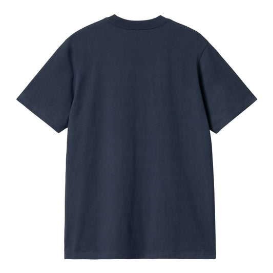 Carhartt WIP Script Short Sleeve T-Shirt Air Force Blue/Malbec. Foto da parte de trás.