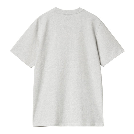 Carhartt WIP Script Short Sleeve T-Shirt Ash Heather/Duck Blue. Foto da parte de trás.