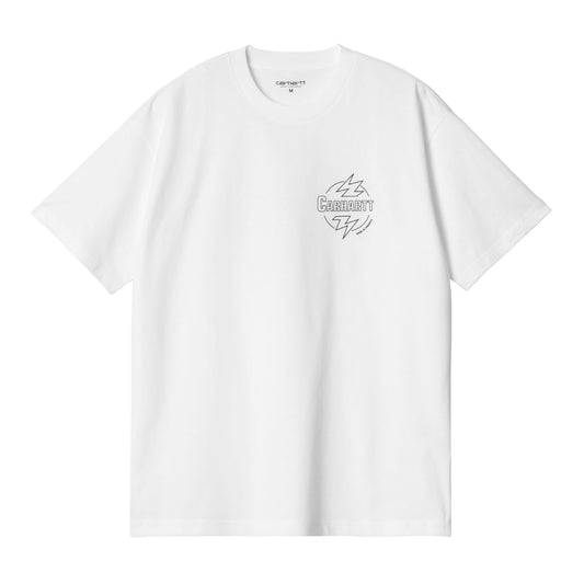 Carhartt WIP Ablaze Short Sleeve T-Shirt White/Black. Foto da parte da frente.