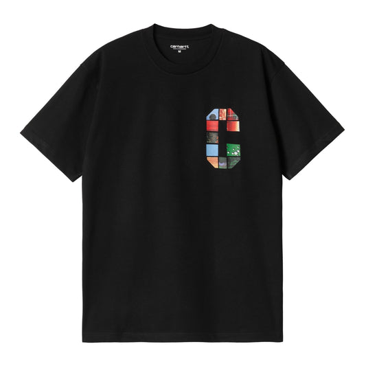 Carhartt WIP Machine 89 Short Sleeve T-Shirt Black. Foto da parte da frente.