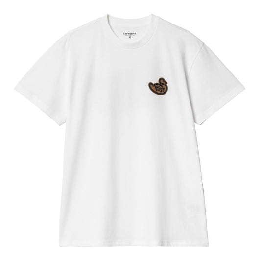 Carhartt WIP Brown Ducks Short Sleeve T-Shirt White. Foto da parte da frente.