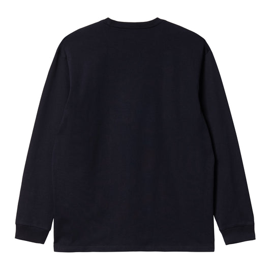 Carhartt WIP Longsleeve Chase T-Shirt Dark Navy/Gold. Foto da parte de trás.