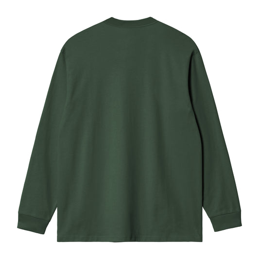 Carhartt WIP Chase Long Sleeve T-Shirt Sycamore Tree/Gold. Foto da parte de trás.