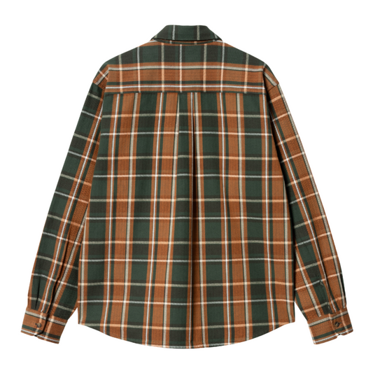Carhartt WIP Hobart Long Sleeve Shirt Hobart Check, Sycamore Tree. Foto da parte de trás.