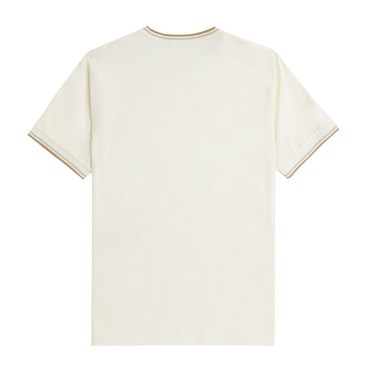 Fred Perry Twin Tipped T-Shirt Ecru/Oatmeal/Warm Stone. Foto da parte de trás.