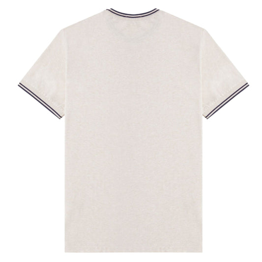 Fred Perry Twin Tipped Short Sleeve T-shirt Porridge Marl/Anchor Grey. Foto da parte de trás.