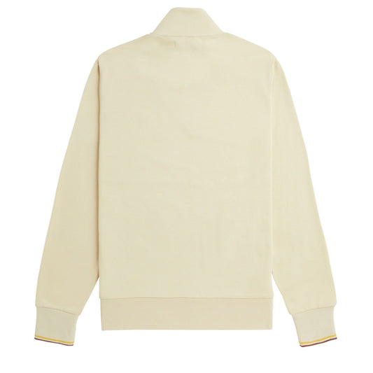 Fred Perry Half Zip Sweatshirt Oatmeal/Whisky Brown. Foto da parte de trás.