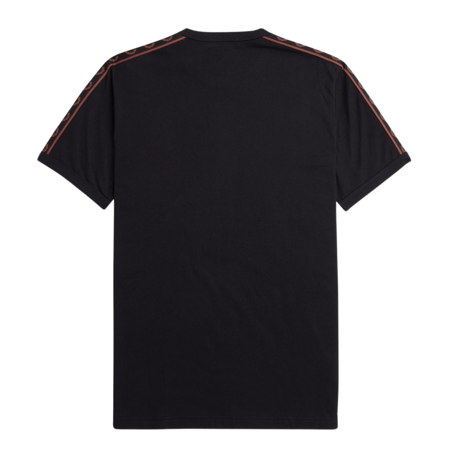 Fred Perry Contrast Tape Ringer T-Shirt Black/Whisky Brown. Foto da parte de trás.