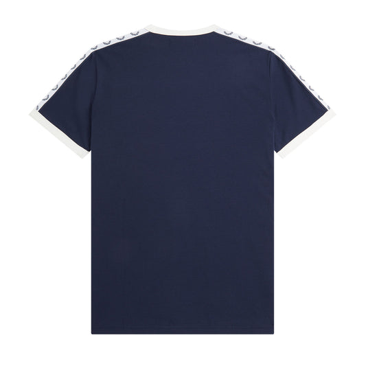 Fred Perry Taped Ringer T-Shirt Carbon Blue. Foto da parte de trás.