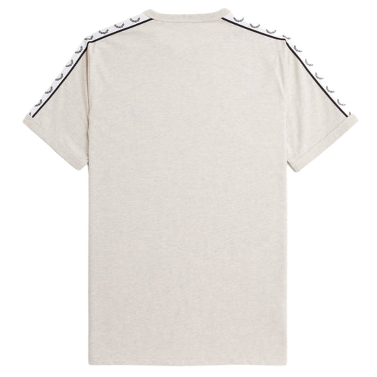 Fred Perry Taped Ringer Short Sleeve T-Shirt Porridge Marl. Foto da parte de trás.