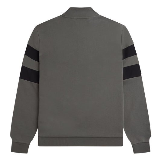 Fred Perry Tipped Sleeve Half Zip Sweat Field Green. Foto da parte de trás.