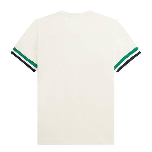 Fred Perry Bold Tipped Pique T-Shirt Ecru. Foto da parte de trás.