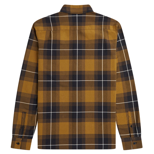 Fred Perry Tartan Shirt Dark Caramel. Foto da parte de trás.