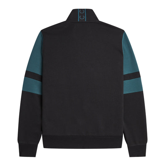 Fred Perry Colorblock Half Zip Sweatshirt Black. Foto da parte de trás.