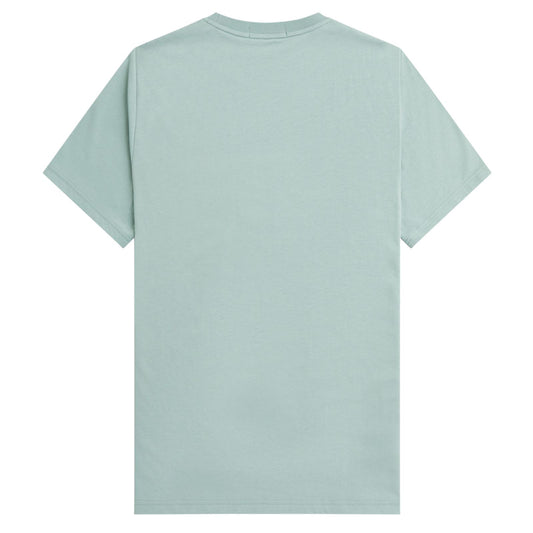 Fred Perry Flocked Laurel Wreath Graphic T-Shirt Silver Blue. Foto da parte de trás.