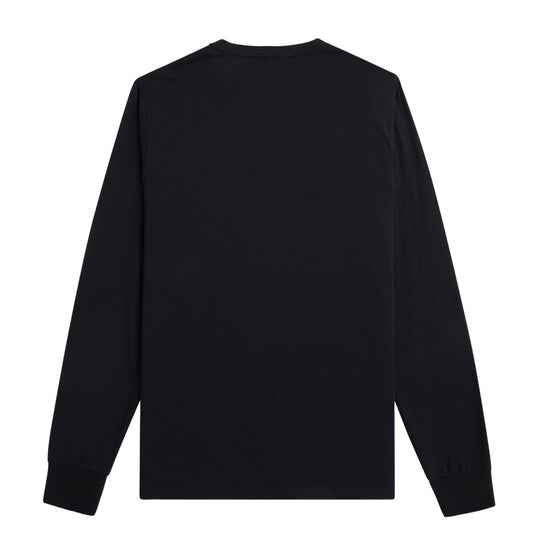 Fred Perry Crew Neck Longsleeve T-Shirt Black. Foto da parte de trás.