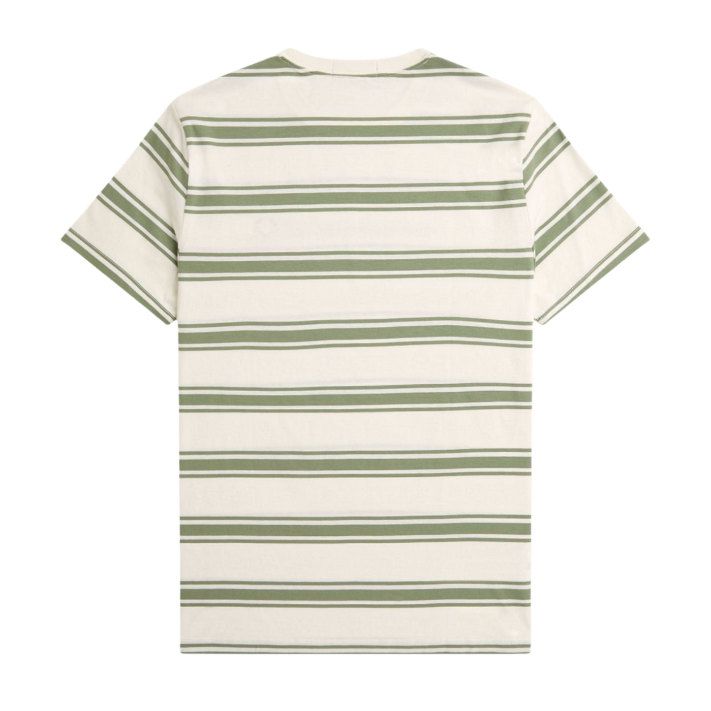 T-Shirt de manga curta Fred Perry Fine Stripe em Light Ecru. Foto da parte de trás.