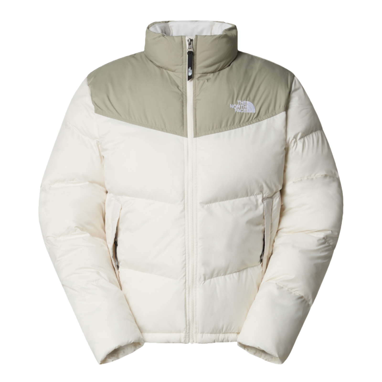 Grey and white north face jacket discount