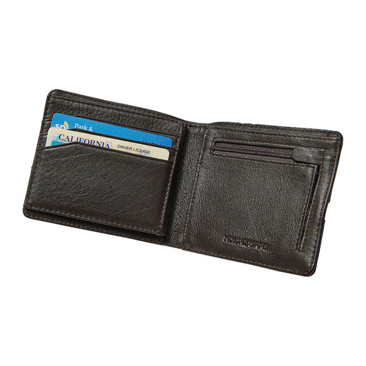 Nixon Spire II Bi-Fold Wallet Brown. Foto da parte da frente., aberta.