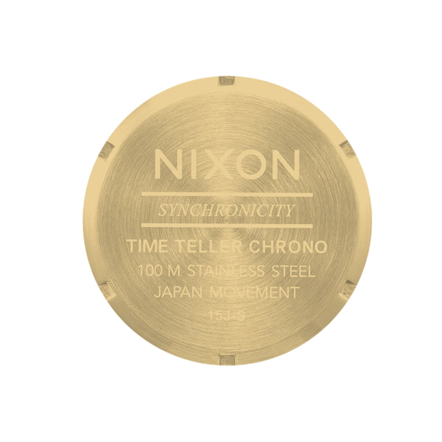 Nixon Time Teller Chrono Watch Gold/Black/Gold. Foto da tampa traseira.