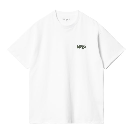 Carhartt WIP Assemble T-Shirt White/Smoke Green. Foto da parte da frente.