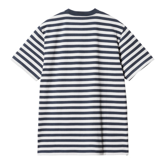 Carhartt WIP Scotty Athletic Short Sleeve T-Shirt Blue/Sonic Silver. Foto da parte de trás.